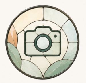 Stained-glass camera medallion